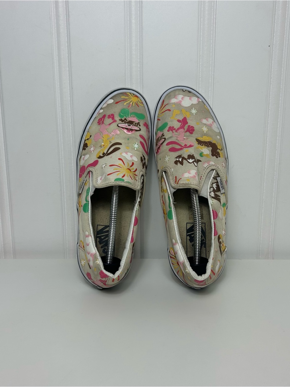 Vans slip on psychedelic trippy mushroom white multicolor men 8 women 9.5 fair